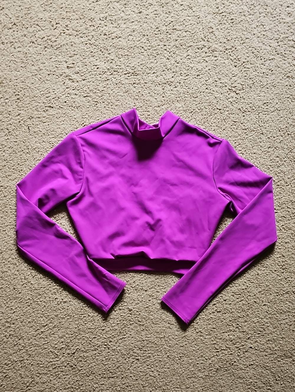 Cropped Mock Neck Long Sleeve Top, Open Back